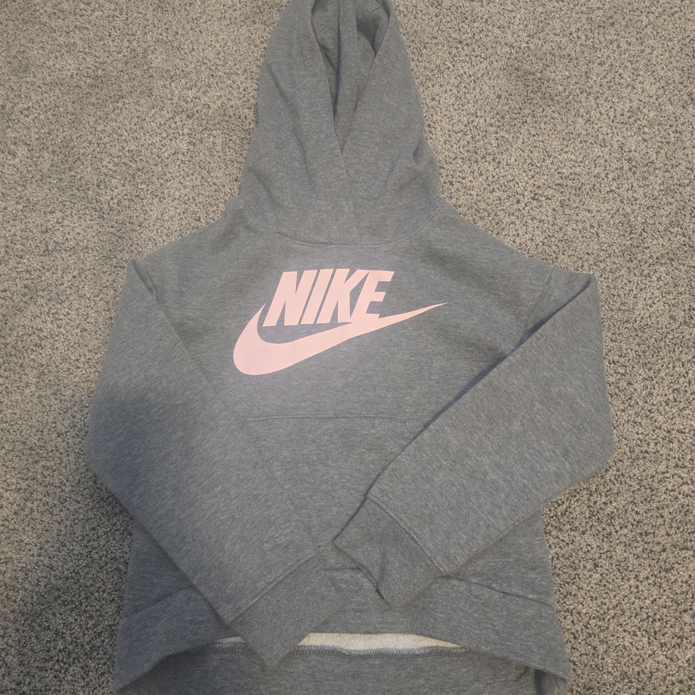 Nike Gray Hoodie with Pink Logo